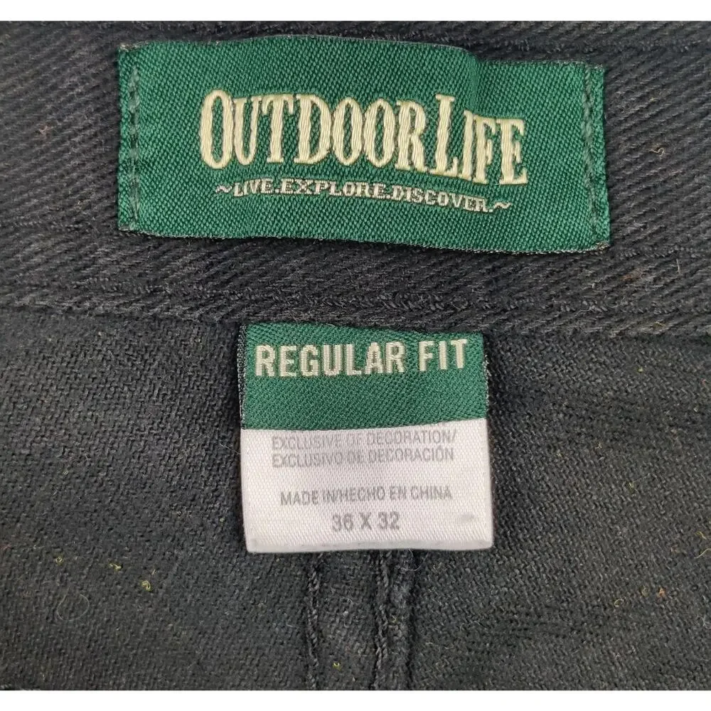 Outdoor Life Jeans Mens 36x32 Gray Dark Wash Straight Regular Fit Denim Pockets